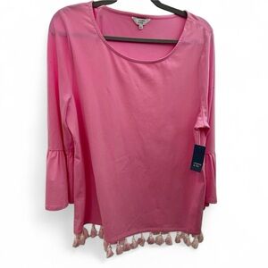 NWT Crown & Ivy Women’s Pink Tassel Tunic XL